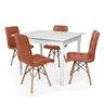Conjunto Mesa de Jantar Robust 110x90 Branca com 4 Cadeiras Eiffel Gomos - Marrom - 1