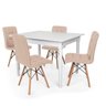 Conjunto Mesa de Jantar Robust 110x90 Branca com 4 Cadeiras Eiffel Gomos - Nude - 1