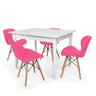 Conjunto Mesa de Jantar Robust 110x90 Branca com 4 Cadeiras Eames Eiffel Slim - Rosa - 1