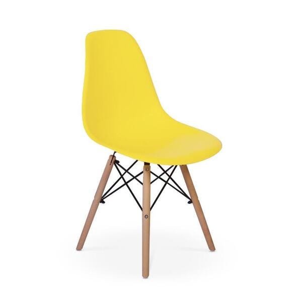 Conjunto Mesa de Jantar Maitê 80cm Branca com 4 Cadeiras Charles Eames - Amarela - 2
