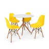 Conjunto Mesa de Jantar Maitê 80cm Branca com 4 Cadeiras Charles Eames - Amarela - 1