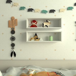 Par de Nichos Retangular P15cm Minimalista Branco Mdf Organizador Dormitorio Bebe Infantil Kids