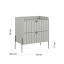 Ver imagem 7 de Mesa de Cabeceira Moderna Moriah 60cm MDF Alto Padrão Off White Pés de Ferro Champagne