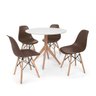 Conjunto Mesa de Jantar Maitê 80cm Branca com 4 Cadeiras Charles Eames - Marrom - 1