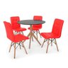Conjunto Mesa de Jantar Maitê 80cm Preta com 4 Cadeiras Eiffel Gomos - Vermelha - 1
