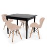 Conjunto Mesa de Jantar Robust 110x90 Preta com 4 Cadeiras Eames Eiffel Slim - Nude - 1