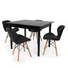 Conjunto Mesa de Jantar Robust 110x90 Preta com 4 Cadeiras Eames Eiffel Slim - Preta - 1