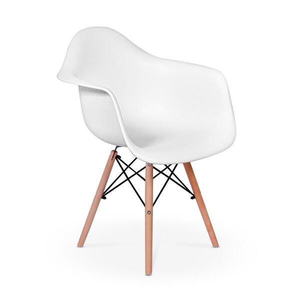 Kit 2 Cadeiras Charles Eames Wood - Daw - com Braço - Design - Branca - 2