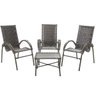 3 Cadeira e 1 Mesa de Centro Cravo Area Varanda Jardim Ferro Fibra Pedra Ferro - 1
