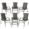 6 Cadeira e 1 Mesa de Centro Cravo Area Varanda Jardim Ferro Fibra Pedra Ferro - 1