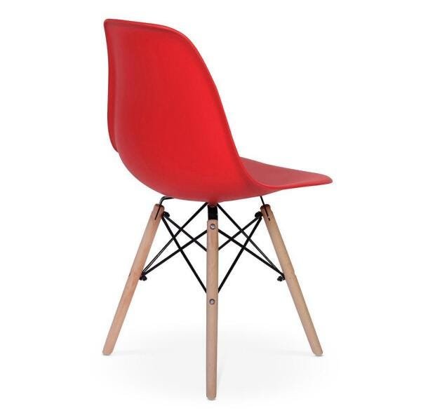 Conjunto Mesa de Jantar Maitê 80cm Branca com 4 Cadeiras Charles Eames - Vermelha - 3