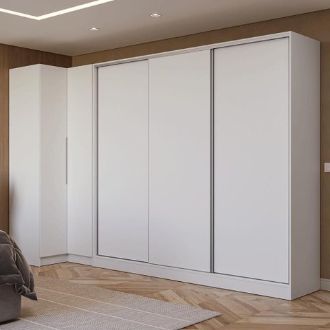 Guarda-roupa Modulado Neo + Guarda-roupa Royale 3 Portas de Correr Branco Madesa