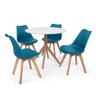 Conjunto Mesa de Jantar Maitê 80cm Branca com 4 Cadeiras Eames Wood Leda - Turquesa - 1