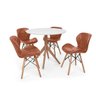Conjunto Mesa de Jantar Maitê 80cm Branca com 4 Cadeiras Eames Eiffel Slim - Marrom - 1