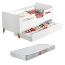 Ver imagem 1 de Cama Infantil Montessoriana Cecilia Branco com Proteção Lateral Auxiliar Sapateira + 1 Colchão