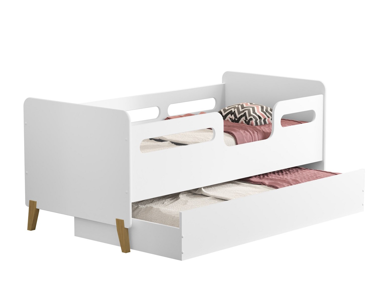 Cama Infantil Montessoriana Proteção Lateral Cecilia Auxiliar Sapateira com 1 Colchão Incluso:branco - 6