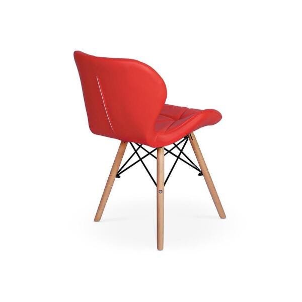 Conjunto Mesa de Jantar Maitê 80cm Branca com 4 Cadeiras Eames Eiffel Slim - Vermelha - 4