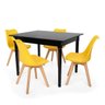 Conjunto Mesa de Jantar Robust 110x90 Preta com 4 Cadeiras Eames Wood Leda - Amarela - 2