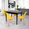Conjunto Mesa de Jantar Robust 110x90 Preta com 4 Cadeiras Eames Wood Leda - Amarela - 1