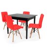 Conjunto Mesa de Jantar Robust 110x90 Preta com 4 Cadeiras Eiffel Gomos - Vermelha - 1