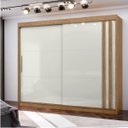 Ver imagem 2 de Guarda Roupa Casal MDF Arizona 02 Portas de Correr 04 Gavetas 232,5x242,5x56,5cm Freijó Off White