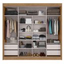 Ver imagem 3 de Guarda Roupa Casal MDF Arizona 02 Portas de Correr 04 Gavetas 232,5x242,5x56,5cm Freijó Off White