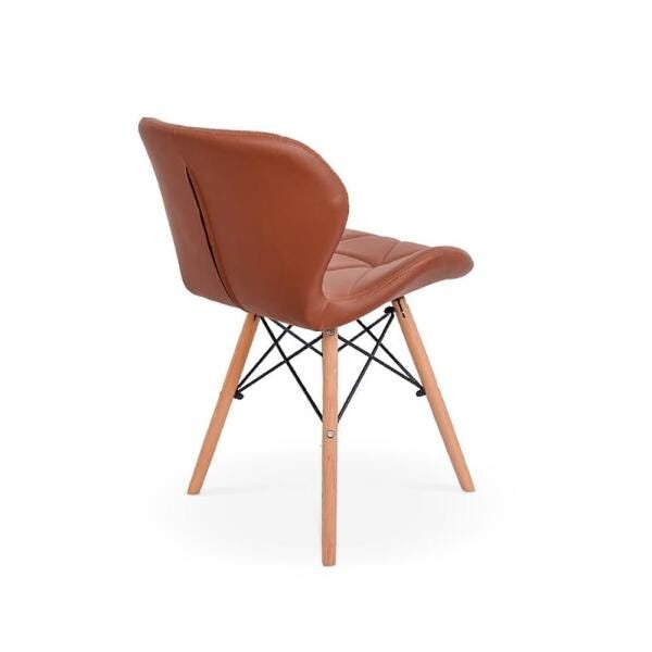 Conjunto Mesa de Jantar Robust 110x90 Preta com 4 Cadeiras Eames Eiffel Slim - Marrom - 4