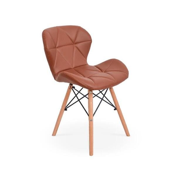 Conjunto Mesa de Jantar Robust 110x90 Preta com 4 Cadeiras Eames Eiffel Slim - Marrom - 2