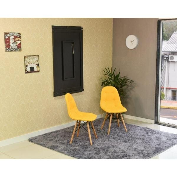 Conjunto de Mesa 120 x 75 Preta + 2 Cadeiras Botonê - Amarela - 3