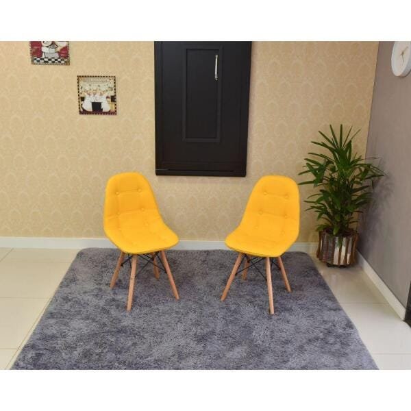 Conjunto de Mesa 120 x 75 Preta + 2 Cadeiras Botonê - Amarela - 4