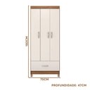 Ver imagem 4 de Guarda Roupa Solteiro 3 Portas 1 Gaveta 75 cm Amêndola Off White Prince Demóbile