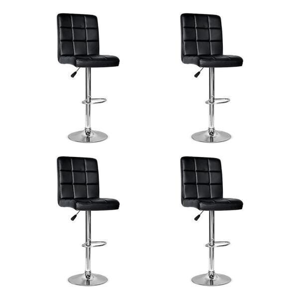 Conjunto 4 Banquetas Dublin Material Ecológico Regulagem De Altura - Preta - 1