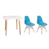 Kit Mesa Jantar Eiffel 80x80 Branca + 2 Cadeiras Charles Eames - Turquesa - 1