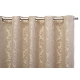 Cortina Jacquard Sala e Quarto 5,00x2,50 Bege Ilhós Quadrado Cromado - 2