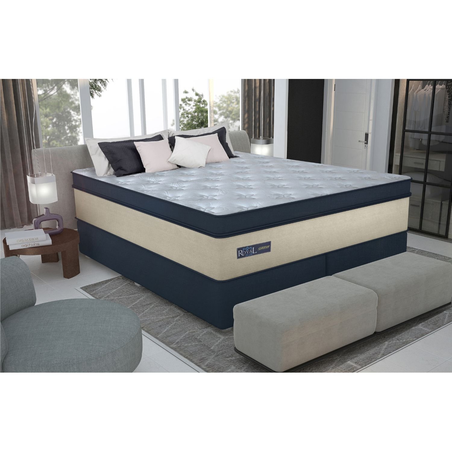 Cama Box Casal King Size 193x203x78cm Royal Blue Gazin Colchões Megasul - 2