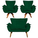 Ver imagem 1 de Kit 01 Namoradeira e 02 Poltronas Opala Suede Verde