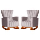 Ver imagem 1 de Conjunto 2 Poltronas Estofadas de Balanço Melinda Veludo Rose - LM DECOR