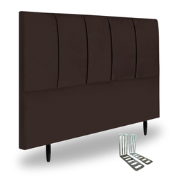 Cabeceira Queen Estofada 160cm Slim Veludo com Frames:marrom - 2