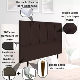 Cabeceira Queen Estofada 160cm Slim Veludo com Frames:marrom - 4