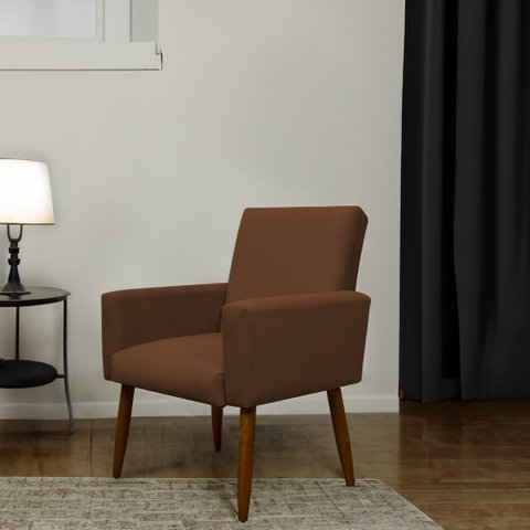 Poltrona Decorativa para Sala de Estar e Quarto Nina Suede Herrero:cobre