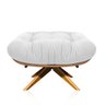 Puff Giratório Costela Suede Branco Base Madeira - 2
