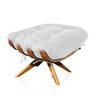 Puff Giratório Costela Suede Branco Base Madeira - 1