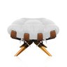 Puff Giratório Costela Suede Branco Base Madeira - 3