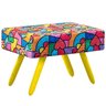 Puff Charme Estampado Romero Britto D15 Pés Palito Amarelo D'Rossi - 1