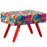 Puff Charme Estampado Romero Britto D15 Pés Palito Vermelho D'Rossi - 1