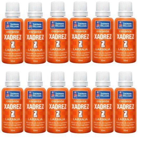 Corante Líquido Xadrez Sherwin Williams 50ml 12 Peças Laranja