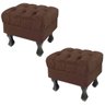 Kit 2 Puff Retrô Luis XV Capitonê Suede Marrom - 1