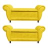 Kit 2 Sofás Retrô com Baú Itália Namoradeira Calçadeira Suede Amarelo D'Rossi - 1