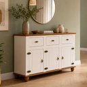 Ver imagem 4 de Aparador Buffet para Sala de Jantar 3 Portas 3 Gavetas 130cm Alegra S05 Off White Nogueira - Lyam de