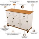Ver imagem 5 de Aparador Buffet para Sala de Jantar 3 Portas 3 Gavetas 130cm Alegra S05 Off White Nogueira - Lyam de